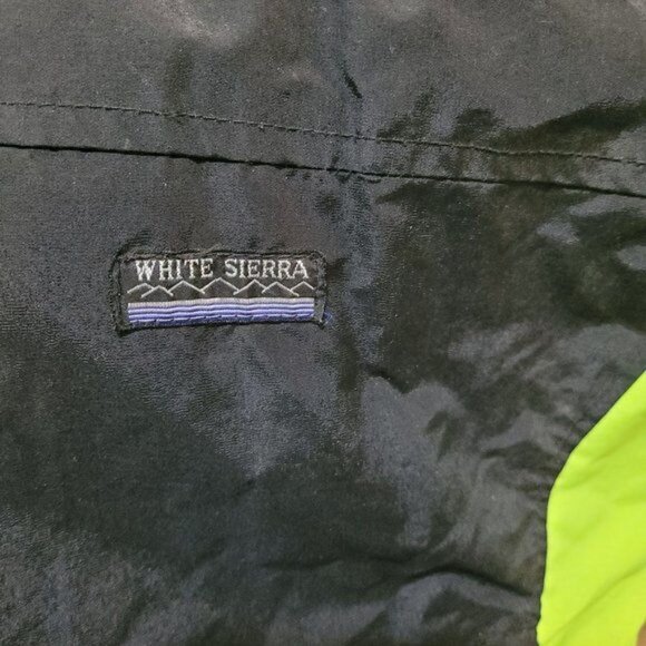 Vintage White Sierra Unisex Large Neon Windbreaker Warm Up Jacket Black Green - Picture 8 of 14